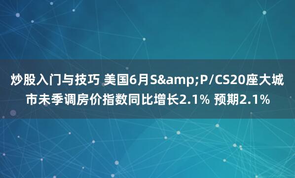 炒股入门与技巧 美国6月S&P/CS20座大城市未季调房价指数同比增长2.1% 预期2.1%