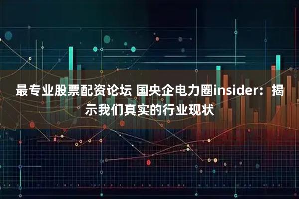 最专业股票配资论坛 国央企电力圈insider：揭示我们真实的行业现状